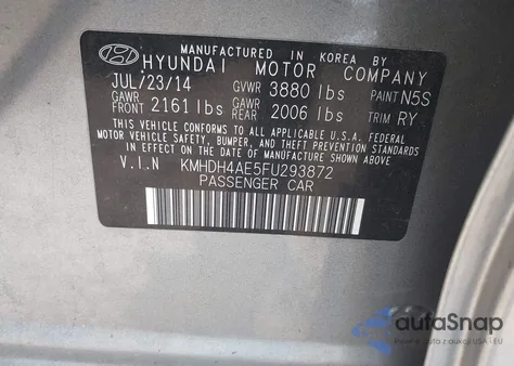 2015 Hyundai Elantra Se z USA, uszkodzony, nr VIN KMHDH4AE5FU293872